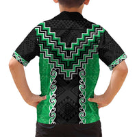 Green Niho Taniwha Mix Poutama Family Matching Off Shoulder Maxi Dress and Hawaiian Shirt Unique Taniko Aotearoa LT01 - Polynesian Pride