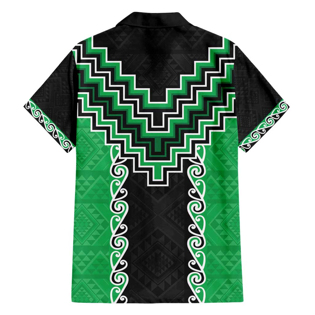 Green Niho Taniwha Mix Poutama Family Matching Off Shoulder Short Dress and Hawaiian Shirt Unique Taniko Aotearoa LT01 - Polynesian Pride