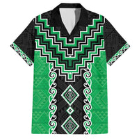 Green Niho Taniwha Mix Poutama Family Matching Short Sleeve Bodycon Dress and Hawaiian Shirt Unique Taniko Aotearoa LT01 Dad's Shirt - Short Sleeve Green - Polynesian Pride