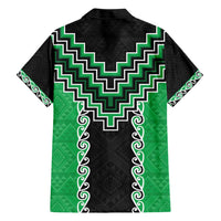Green Niho Taniwha Mix Poutama Family Matching Short Sleeve Bodycon Dress and Hawaiian Shirt Unique Taniko Aotearoa LT01 - Polynesian Pride