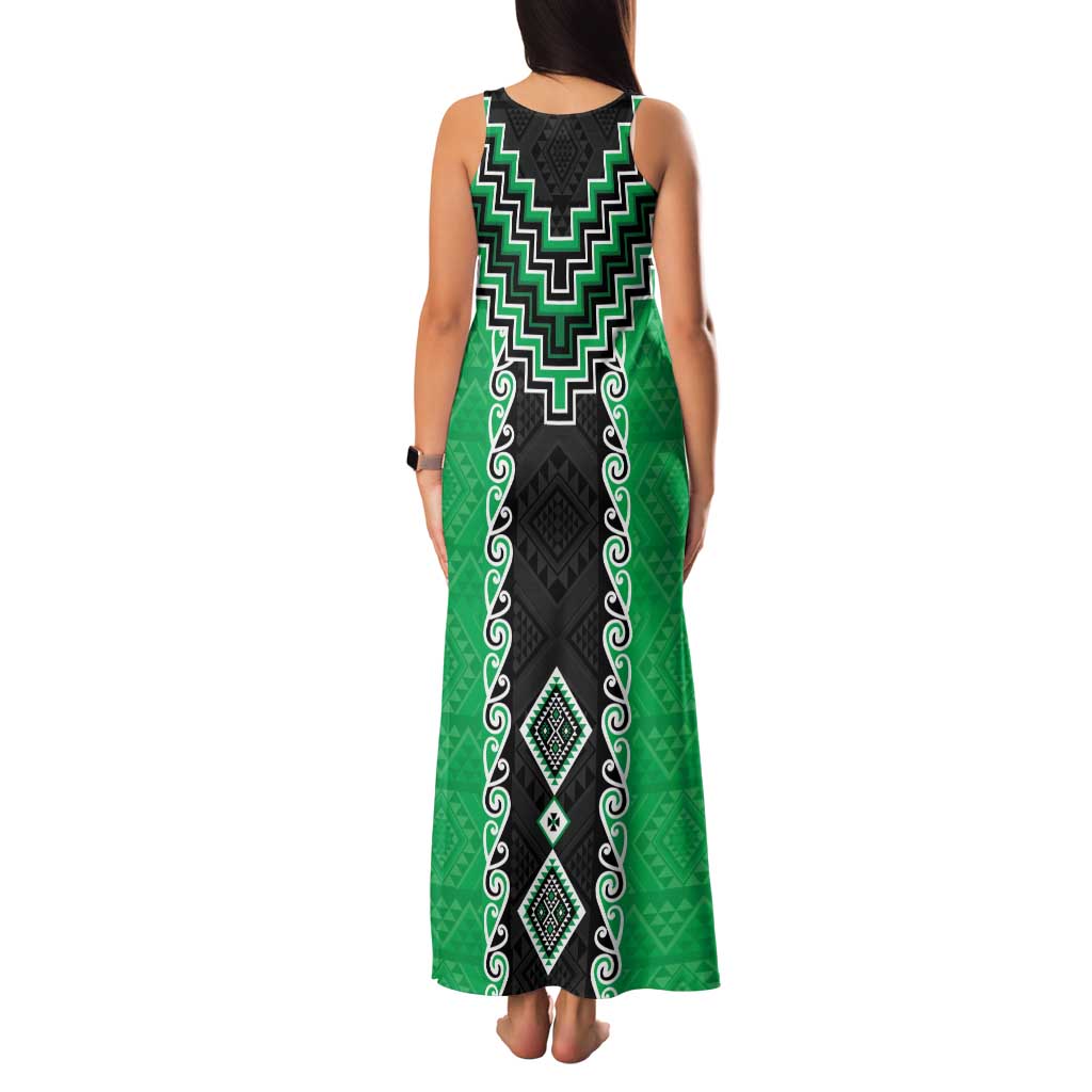 Green Niho Taniwha Mix Poutama Family Matching Tank Maxi Dress and Hawaiian Shirt Unique Taniko Aotearoa LT01 - Polynesian Pride