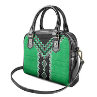 Green Niho Taniwha Mix Poutama Shoulder Handbag Unique Taniko Aotearoa LT01 - Polynesian Pride