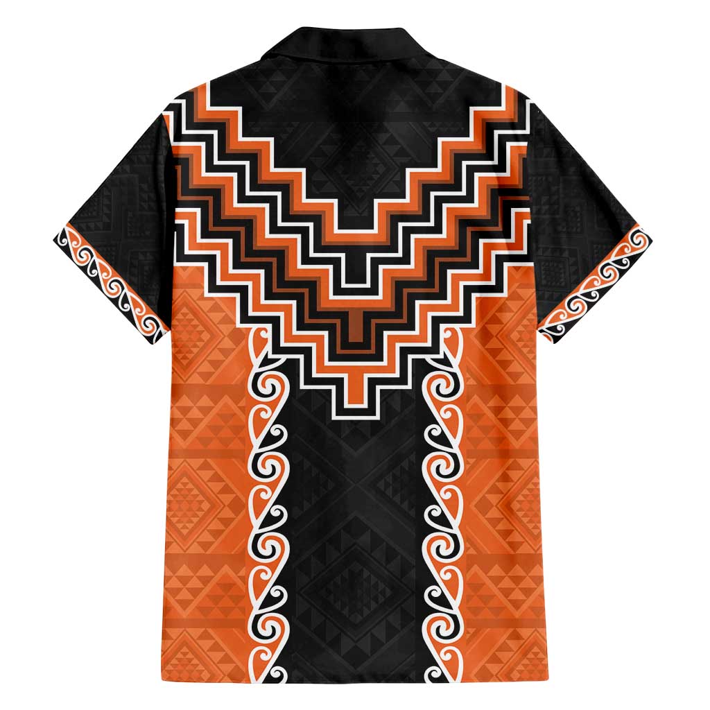 Orange Niho Taniwha Mix Poutama Family Matching Off Shoulder Maxi Dress and Hawaiian Shirt Unique Taniko Aotearoa LT01 - Polynesian Pride