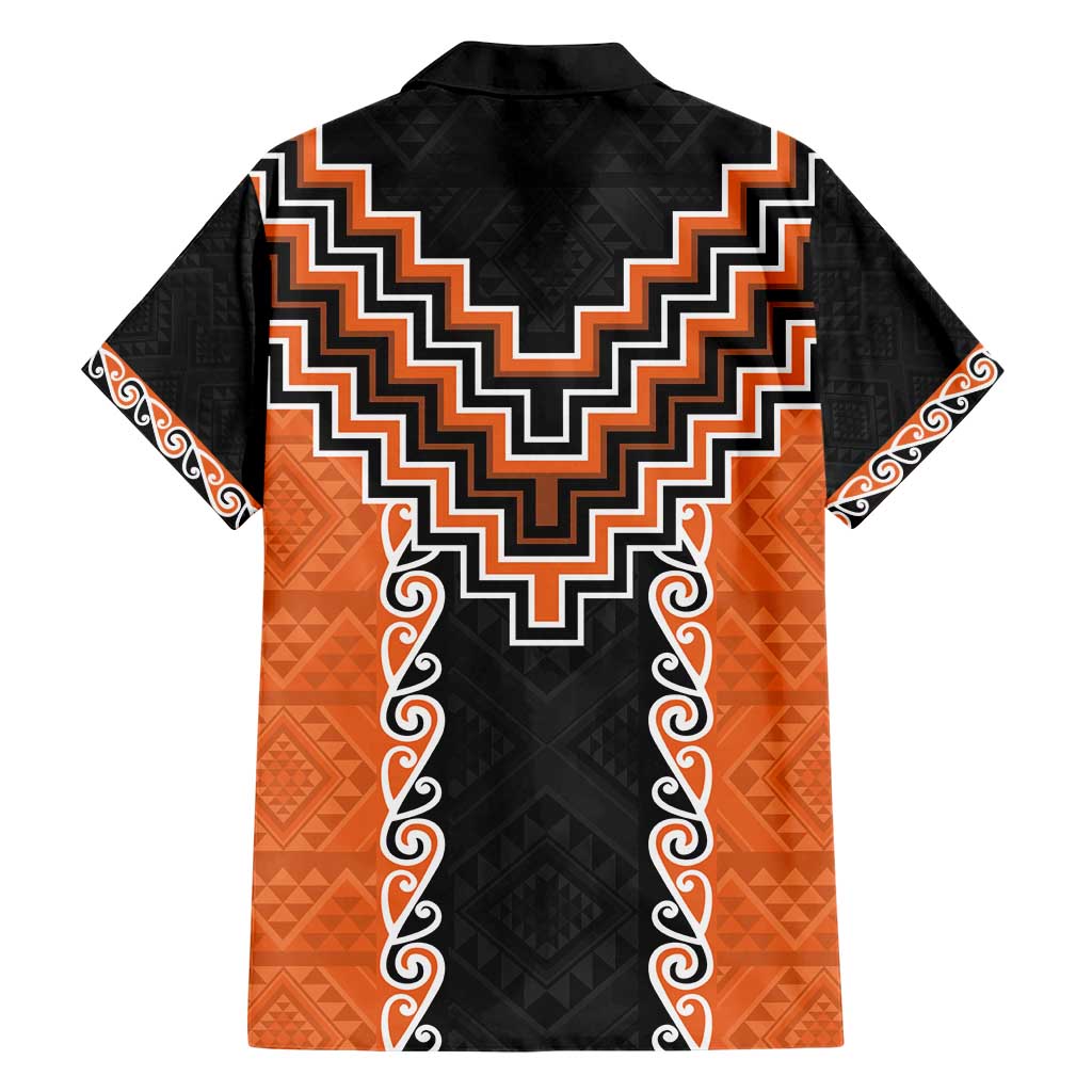 Orange Niho Taniwha Mix Poutama Family Matching Short Sleeve Bodycon Dress and Hawaiian Shirt Unique Taniko Aotearoa LT01 - Polynesian Pride