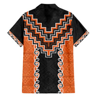 Orange Niho Taniwha Mix Poutama Family Matching Summer Maxi Dress and Hawaiian Shirt Unique Taniko Aotearoa LT01 - Polynesian Pride