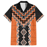 Orange Niho Taniwha Mix Poutama Family Matching Tank Maxi Dress and Hawaiian Shirt Unique Taniko Aotearoa LT01 Dad's Shirt - Short Sleeve Orange - Polynesian Pride