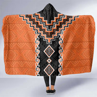 Orange Niho Taniwha Mix Poutama Hooded Blanket Unique Taniko Aotearoa LT01 One Size Orange - Polynesian Pride