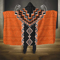 Orange Niho Taniwha Mix Poutama Hooded Blanket Unique Taniko Aotearoa LT01 - Polynesian Pride
