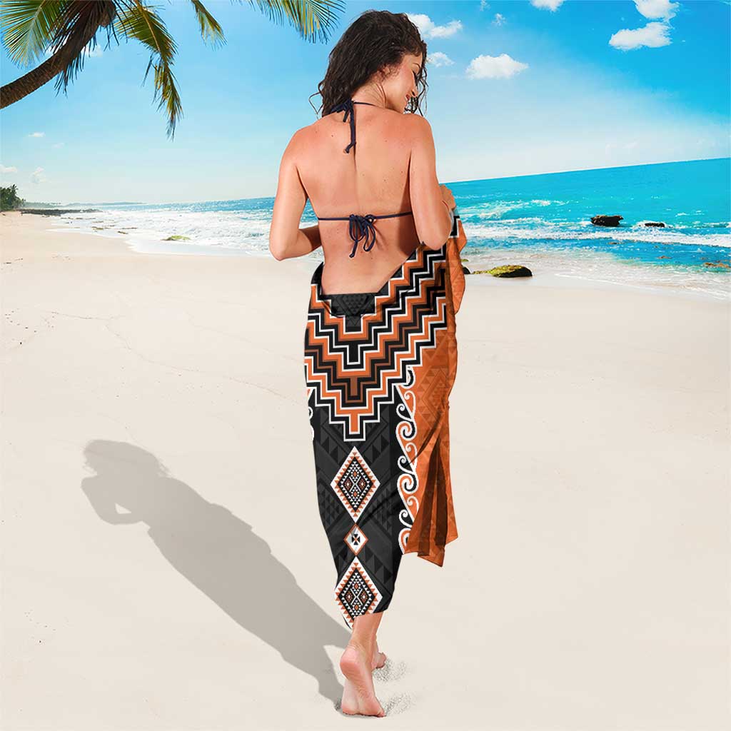 Orange Niho Taniwha Mix Poutama Sarong Unique Taniko Aotearoa