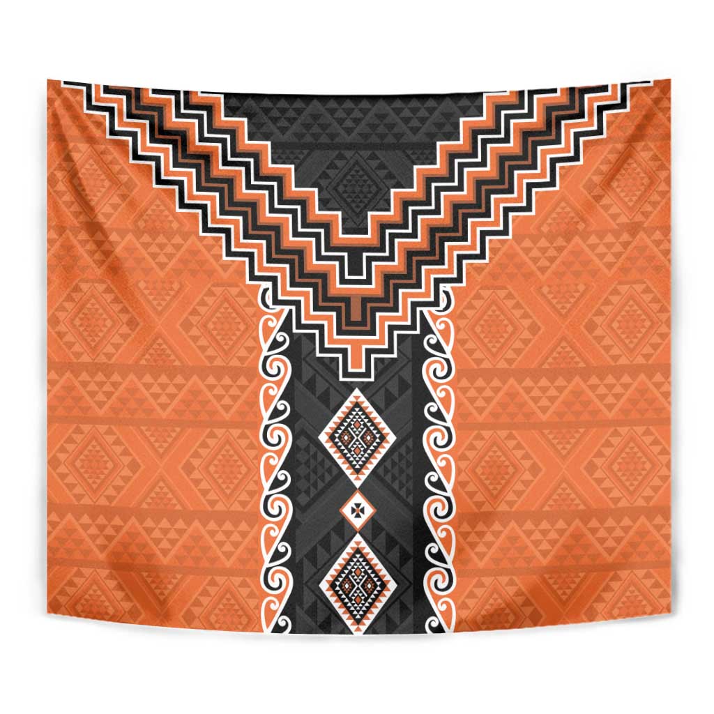 Orange Niho Taniwha Mix Poutama Tapestry Unique Taniko Aotearoa