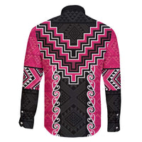 Pink Niho Taniwha Mix Poutama Family Matching Mermaid Dress and Hawaiian Shirt Unique Taniko Aotearoa LT01 - Polynesian Pride