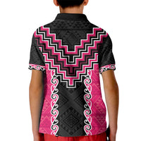 Pink Niho Taniwha Mix Poutama Kid Polo Shirt Unique Taniko Aotearoa LT01 - Polynesian Pride