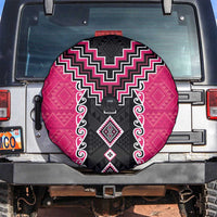 Pink Niho Taniwha Mix Poutama Spare Tire Cover Unique Taniko Aotearoa LT01 Pink - Polynesian Pride