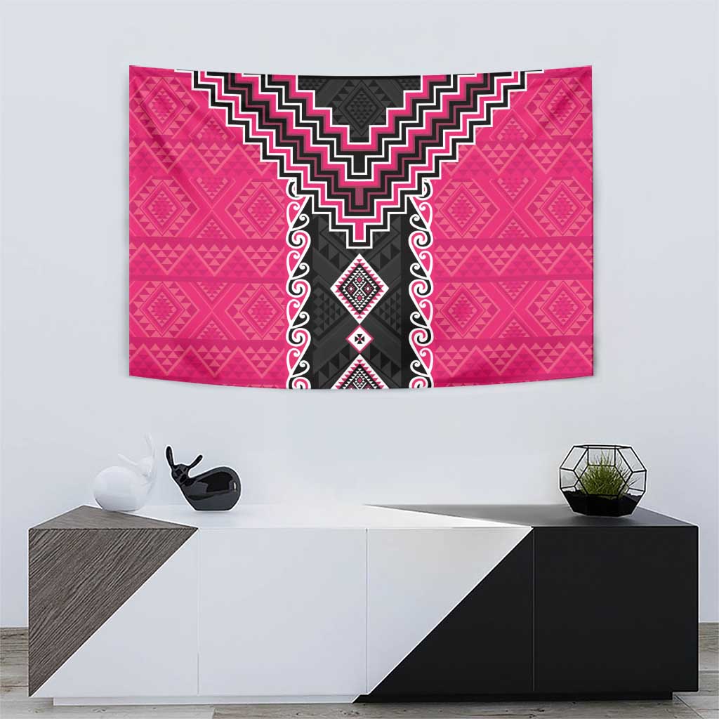 Pink Niho Taniwha Mix Poutama Tapestry Unique Taniko Aotearoa