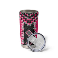 Pink Niho Taniwha Mix Poutama Tumbler Cup Unique Taniko Aotearoa