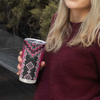Pink Niho Taniwha Mix Poutama Tumbler Cup Unique Taniko Aotearoa