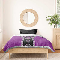 Purple Niho Taniwha Mix Poutama Bedding Set Unique Taniko Aotearoa