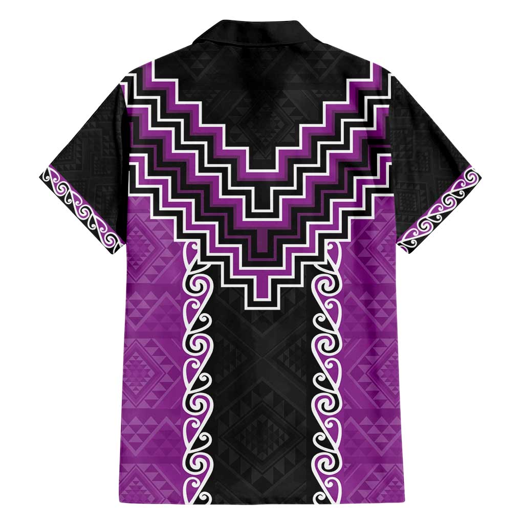 Purple Niho Taniwha Mix Poutama Family Matching Short Sleeve Bodycon Dress and Hawaiian Shirt Unique Taniko Aotearoa LT01 - Polynesian Pride