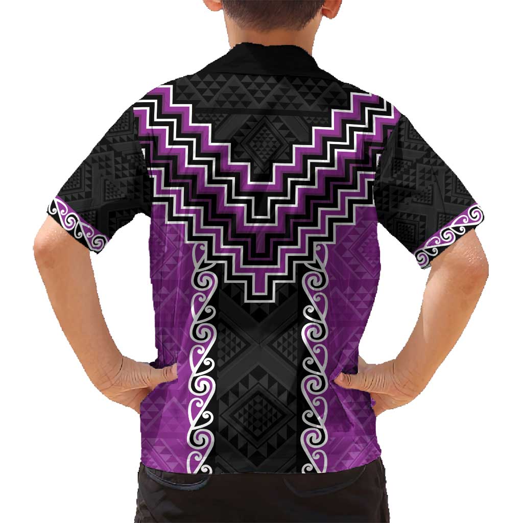 Purple Niho Taniwha Mix Poutama Family Matching Tank Maxi Dress and Hawaiian Shirt Unique Taniko Aotearoa LT01 - Polynesian Pride