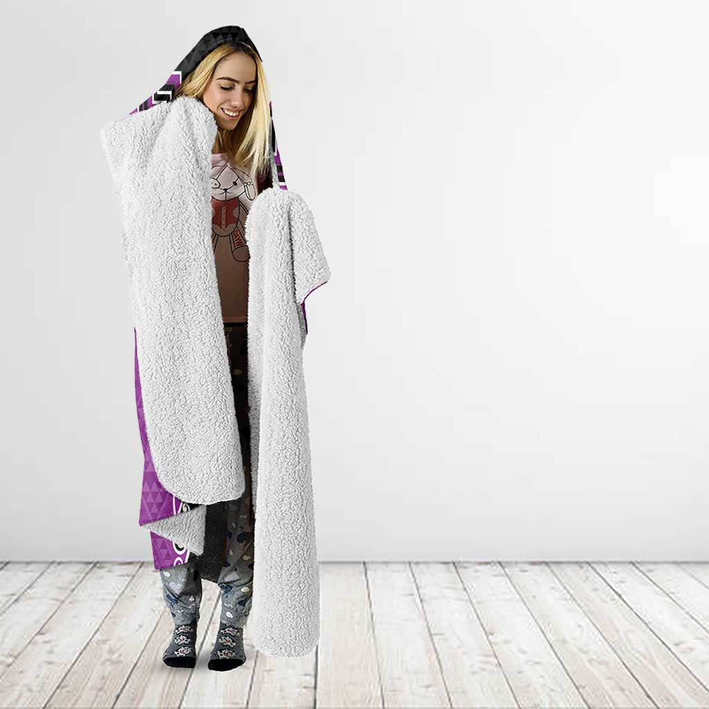 Purple Niho Taniwha Mix Poutama Hooded Blanket Unique Taniko Aotearoa