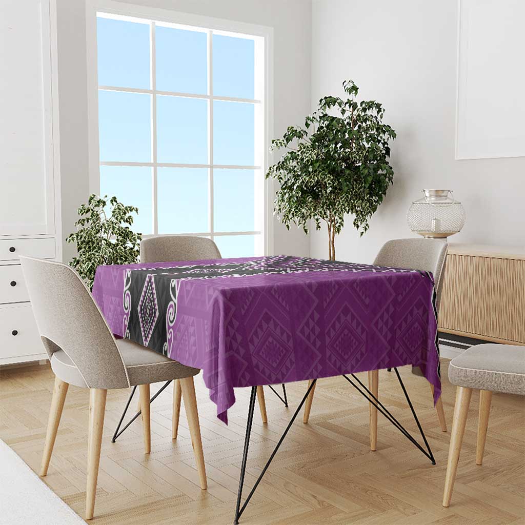 Purple Niho Taniwha Mix Poutama Tablecloth Unique Taniko Aotearoa