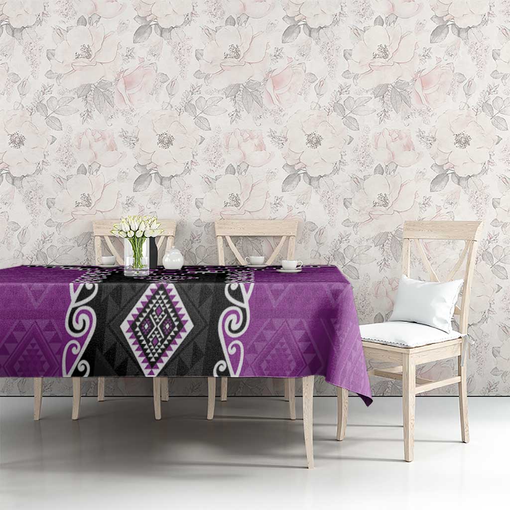 Purple Niho Taniwha Mix Poutama Tablecloth Unique Taniko Aotearoa