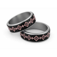 Red Niho Taniwha Mix Poutama Classic Ring Unique Taniko Aotearoa - Polynesian Pride