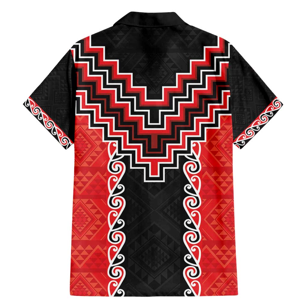 Red Niho Taniwha Mix Poutama Family Matching Long Sleeve Bodycon Dress and Hawaiian Shirt Unique Taniko Aotearoa LT01 - Polynesian Pride