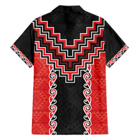 Red Niho Taniwha Mix Poutama Family Matching Off Shoulder Maxi Dress and Hawaiian Shirt Unique Taniko Aotearoa LT01 - Polynesian Pride