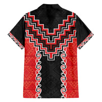 Red Niho Taniwha Mix Poutama Family Matching Short Sleeve Bodycon Dress and Hawaiian Shirt Unique Taniko Aotearoa LT01 - Polynesian Pride