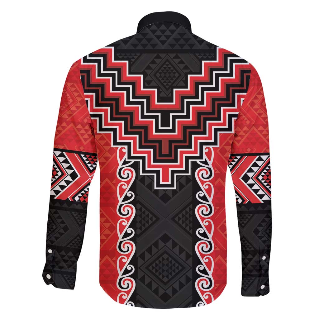 Red Niho Taniwha Mix Poutama Family Matching Short Sleeve Bodycon Dress and Hawaiian Shirt Unique Taniko Aotearoa LT01 - Polynesian Pride