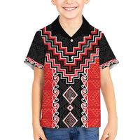 Red Niho Taniwha Mix Poutama Kid Hawaiian Shirt Unique Taniko Aotearoa