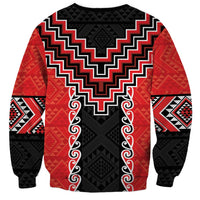 Red Niho Taniwha Mix Poutama Sweatshirt Unique Taniko Aotearoa