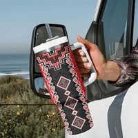 Red Niho Taniwha Mix Poutama Tumbler With Handle Unique Taniko Aotearoa LT01 - Polynesian Pride