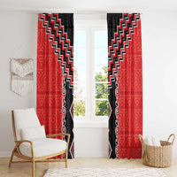 Red Niho Taniwha Mix Poutama Window Curtain Unique Taniko Aotearoa