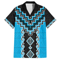Sky Blue Niho Taniwha Mix Poutama Family Matching Summer Maxi Dress and Hawaiian Shirt Unique Taniko Aotearoa LT01 Dad's Shirt - Short Sleeve Sky Blue - Polynesian Pride