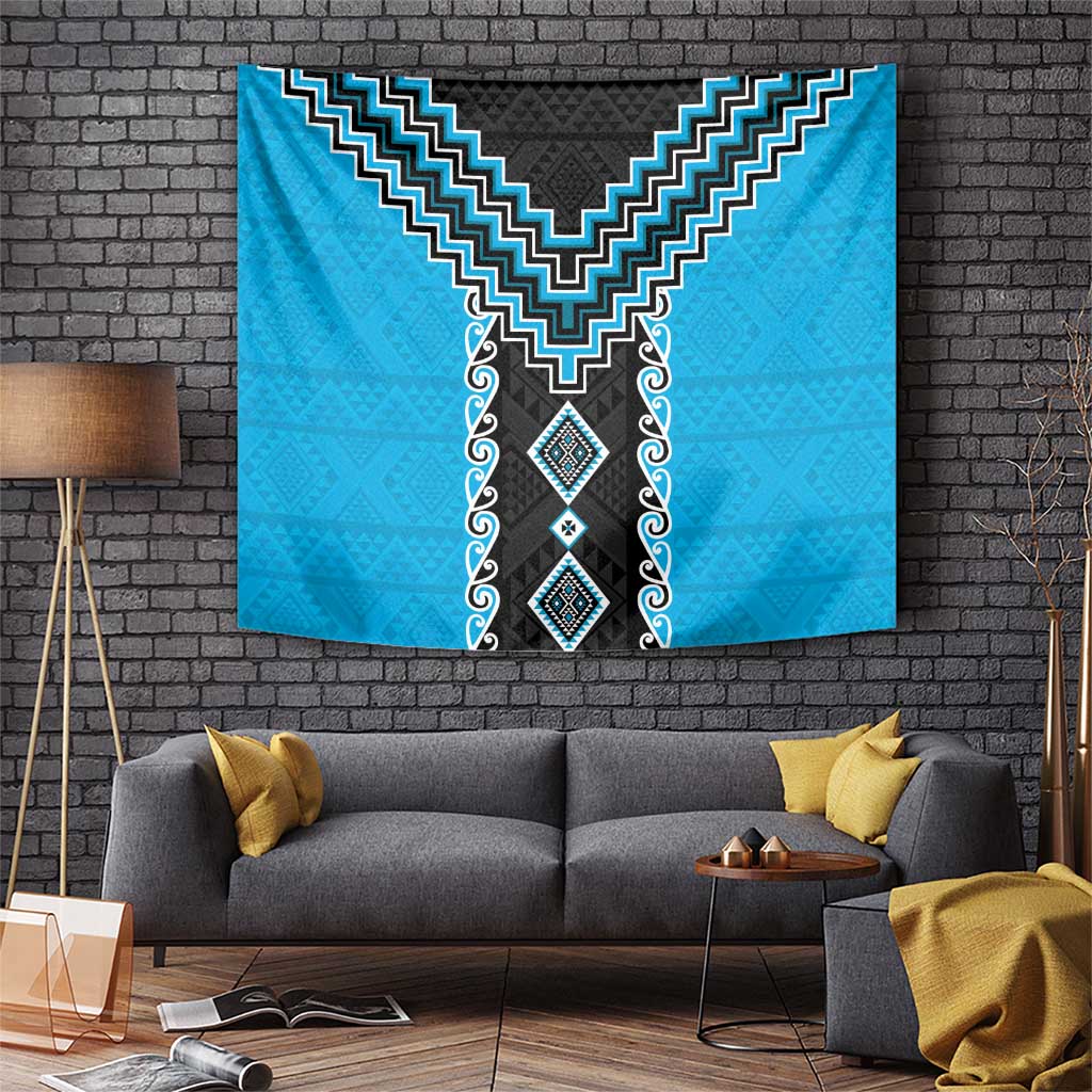 Sky Blue Niho Taniwha Mix Poutama Tapestry Unique Taniko Aotearoa LT01 Sky Blue - Polynesian Pride