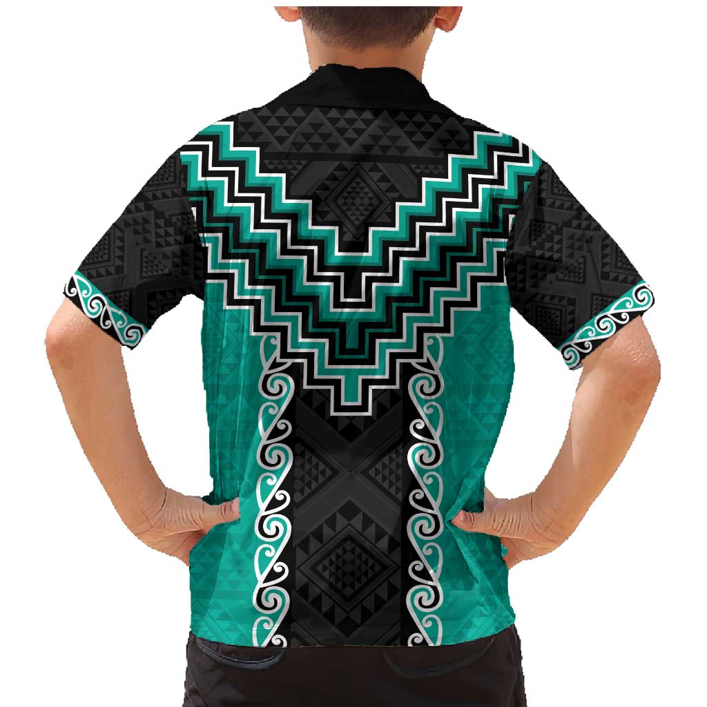Teal Niho Taniwha Mix Poutama Family Matching Mermaid Dress and Hawaiian Shirt Unique Taniko Aotearoa LT01 - Polynesian Pride