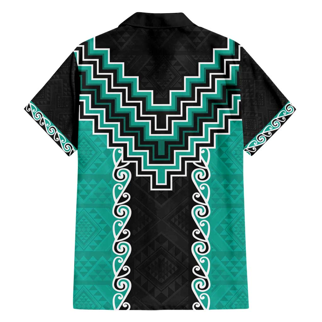 Teal Niho Taniwha Mix Poutama Family Matching Summer Maxi Dress and Hawaiian Shirt Unique Taniko Aotearoa LT01 - Polynesian Pride