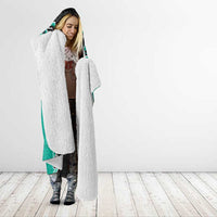 Teal Niho Taniwha Mix Poutama Hooded Blanket Unique Taniko Aotearoa