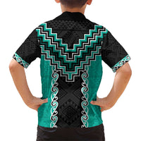 Teal Niho Taniwha Mix Poutama Kid Hawaiian Shirt Unique Taniko Aotearoa LT01 - Polynesian Pride