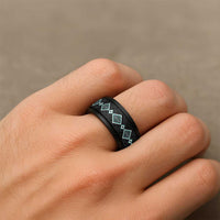 Teal Niho Taniwha Mix Poutama Spinner Ring Unique Taniko Aotearoa - Polynesian Pride