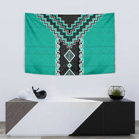 Teal Niho Taniwha Mix Poutama Tapestry Unique Taniko Aotearoa