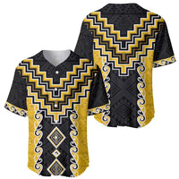 Yellow Niho Taniwha Mix Poutama Baseball Jersey Unique Taniko Aotearoa
