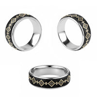 Yellow Niho Taniwha Mix Poutama Classic Ring Unique Taniko Aotearoa - Polynesian Pride