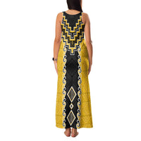 Yellow Niho Taniwha Mix Poutama Family Matching Tank Maxi Dress and Hawaiian Shirt Unique Taniko Aotearoa LT01 - Polynesian Pride