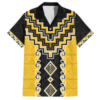 Yellow Niho Taniwha Mix Poutama Hawaiian Shirt Unique Taniko Aotearoa