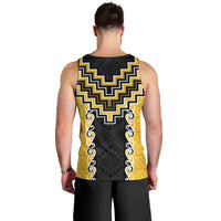 Yellow Niho Taniwha Mix Poutama Men Tank Top Unique Taniko Aotearoa LT01 - Polynesian Pride