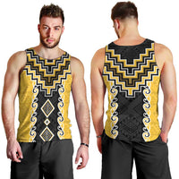 Yellow Niho Taniwha Mix Poutama Men Tank Top Unique Taniko Aotearoa LT01 - Polynesian Pride
