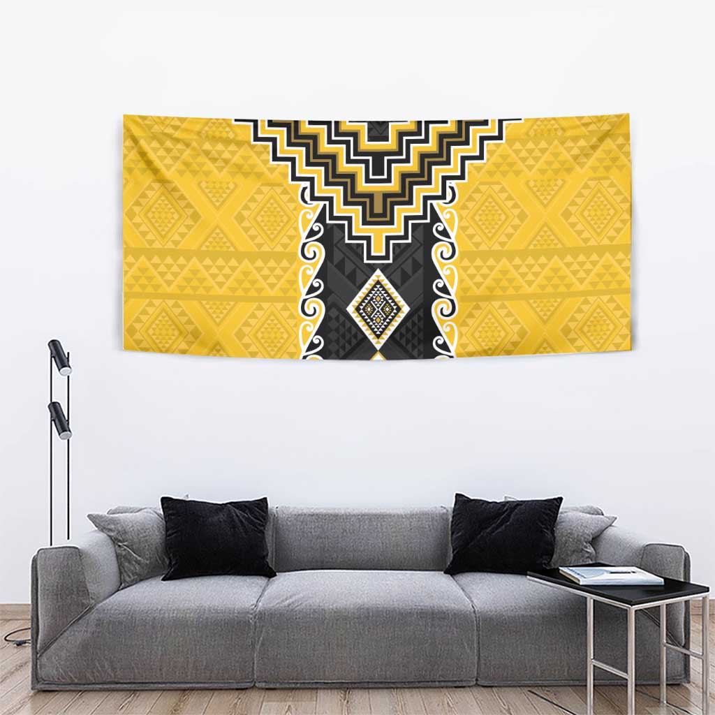 Yellow Niho Taniwha Mix Poutama Tapestry Unique Taniko Aotearoa